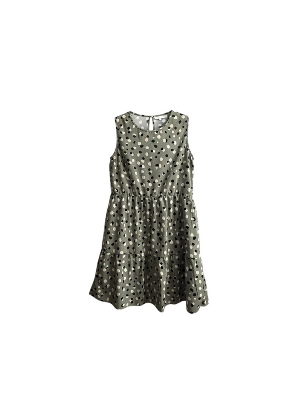 Ecowish Medium Green Polka Dot Sleeveless Dress